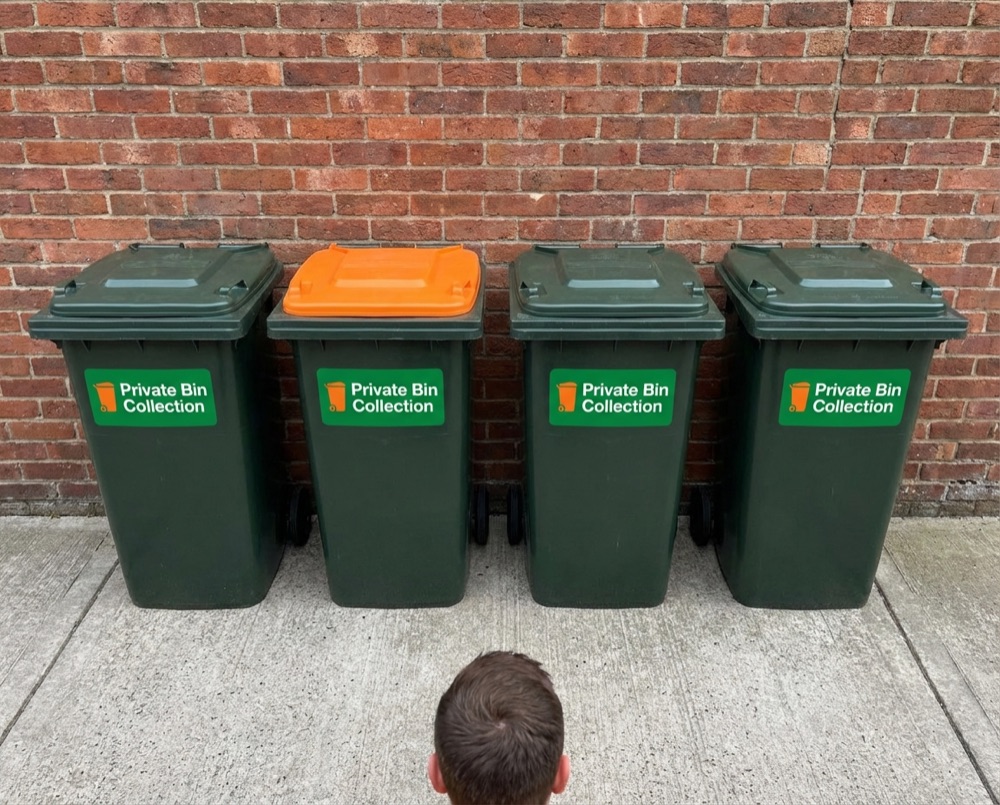 Neatly arranged bins after private collection in Aldwick